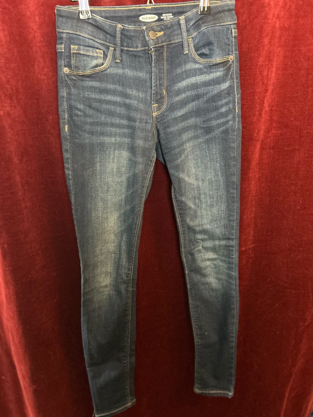 Old Navy Rockstar Super Skinny Jeans - Dark Blue with Gold Stitching